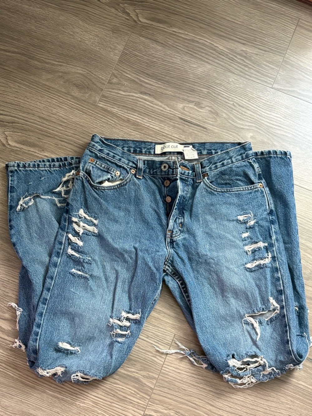 GAP Men's Light Blue Distressed Bootcut Jeans